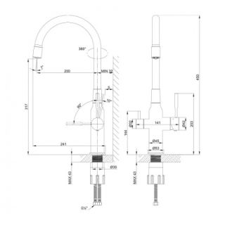 Смеситель для кухни Lemark Expert  LM5083S-Gray с подключением к фильтру с питьевой водой